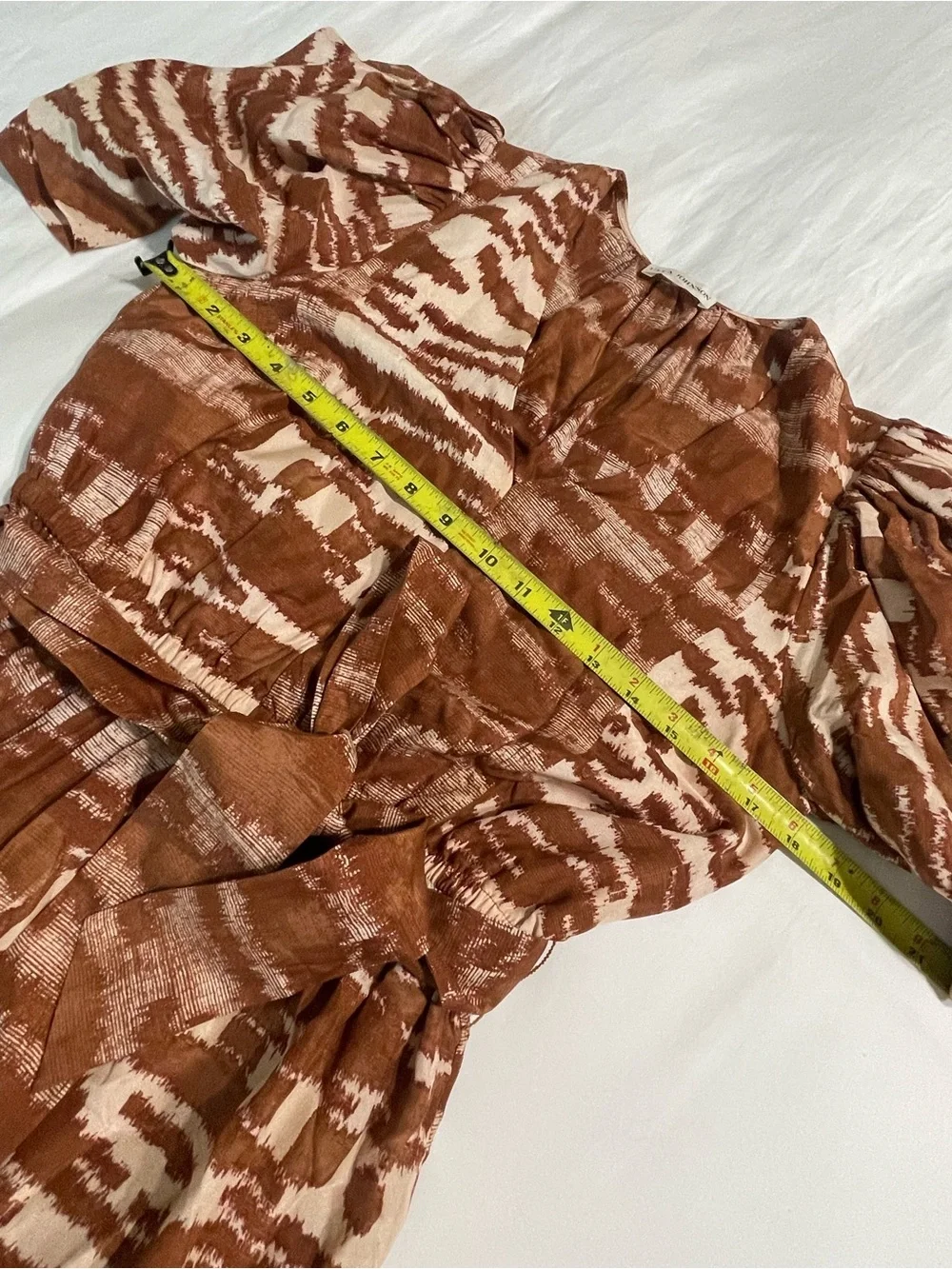 New Ulla Johnson Leila Belted Printed Silk Midi Dress Brown Sz 4 - Picture 8 of 12